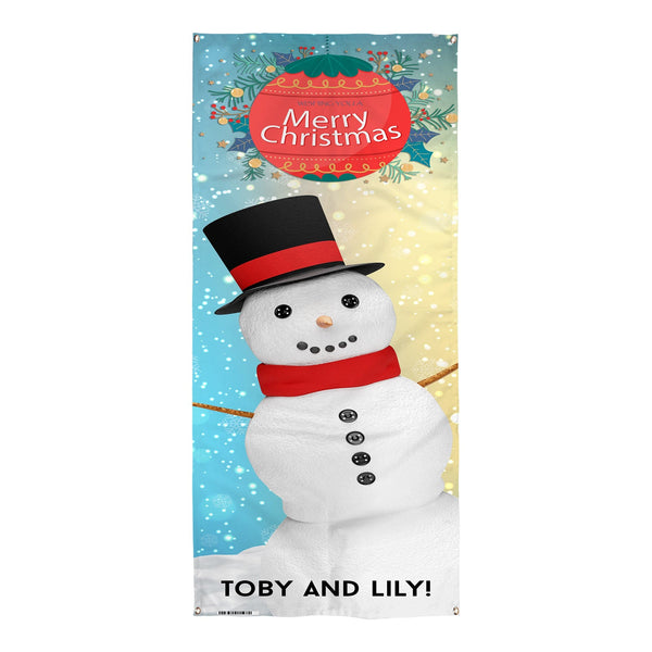 Personalised Text - Snowman - Christmas Door Banner