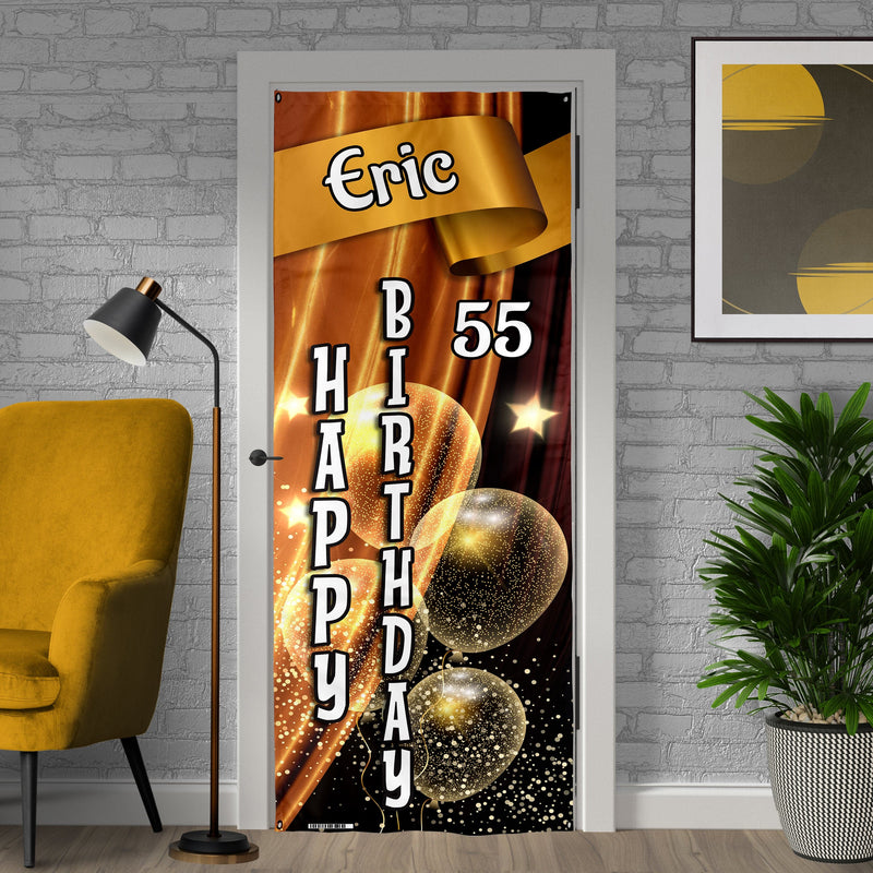 Personalised Text - Gold Sparkle - Birthday Door Banner