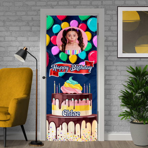 Personalised Text - Sprinkle Cake - Birthday Door Banner