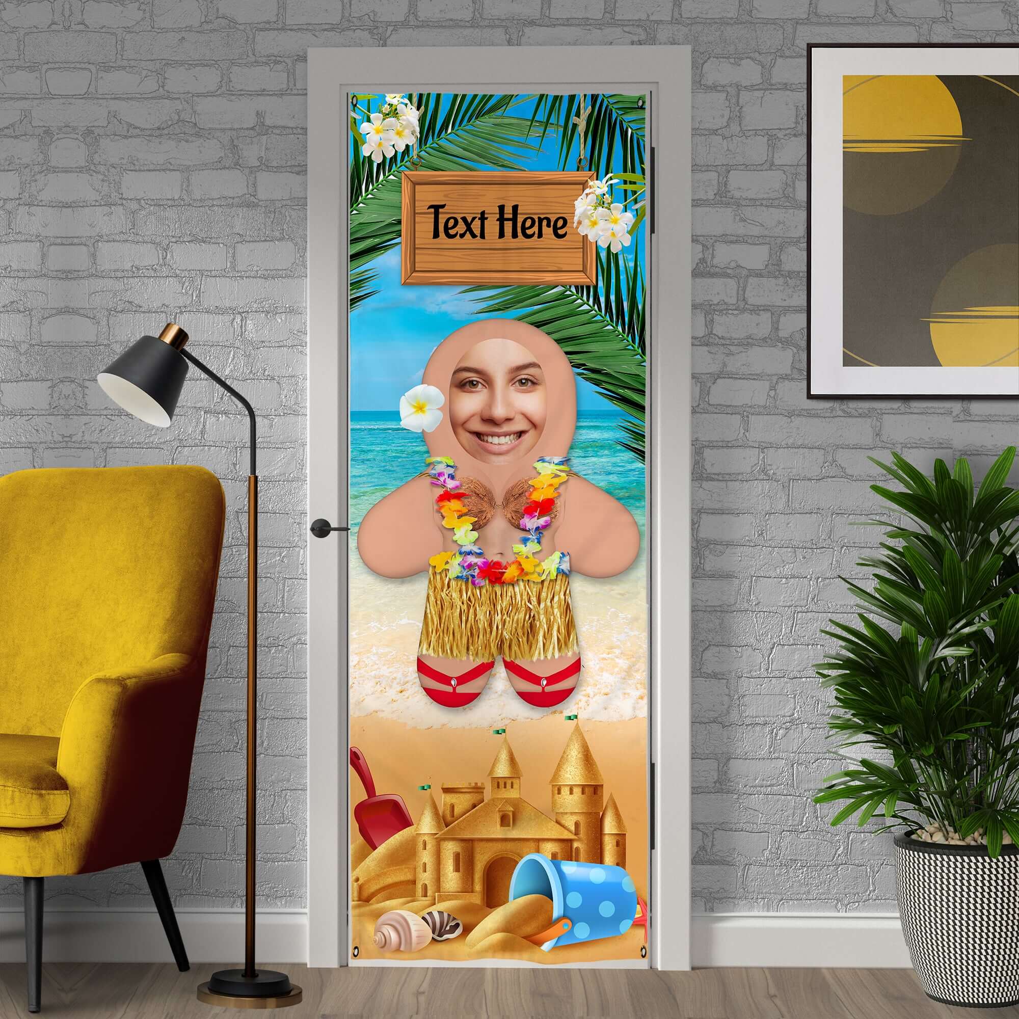 Add Personalised Text - Beach - Mini Me World - Door Banner