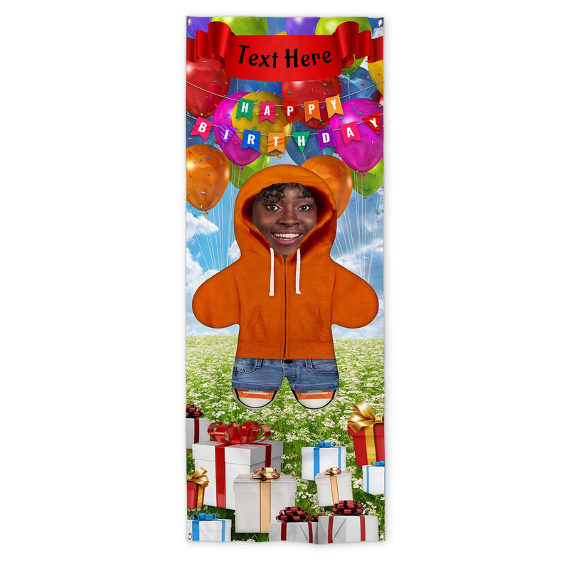 Add Personalised Text - Birthday Hoodie - Mini Me World - Door Banner