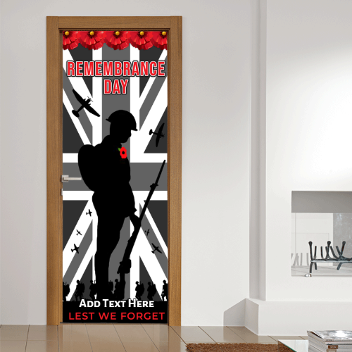 Personalised Text Remembrance Day - B&W Solider - Door Banner