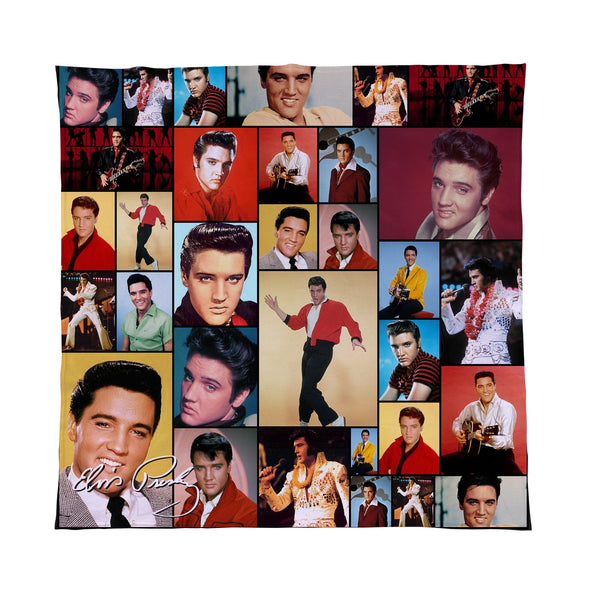Elvis Montage Celebrity Fleece Throw - 2 Variant Colours - Large Size 150cm x 150cm