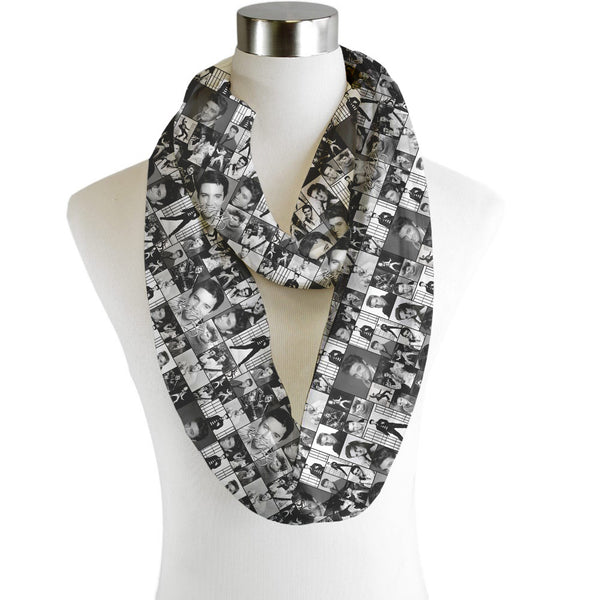 Elvis Montage Black and White - Scarf - Infinity  - Chiffon