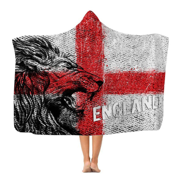 England - St George - Lion Sketch - Euros Hooded Blanket