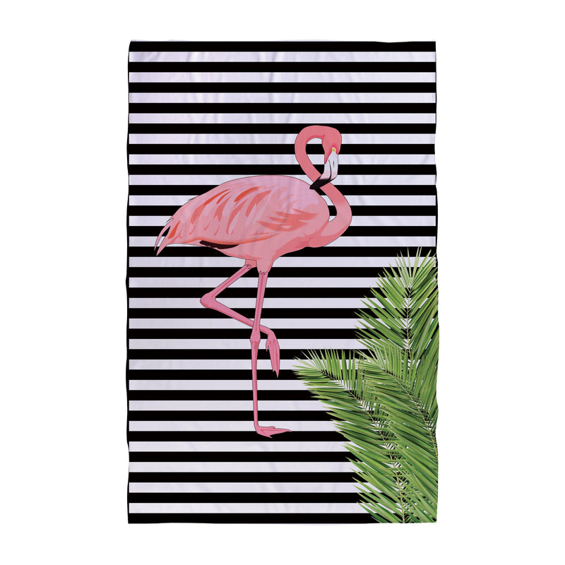 Personalised Beach Towel - Flamingo Black Stripes