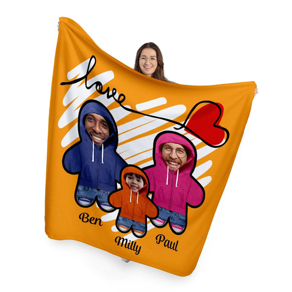 Personalised Text and Colour - Create your family  - Photo Fleece Blanket