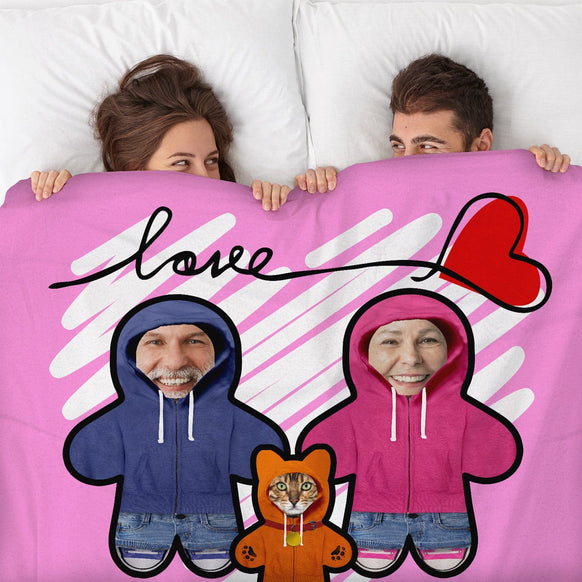 Personalised Text and Colour - Create your family  - Photo Fleece Blanket