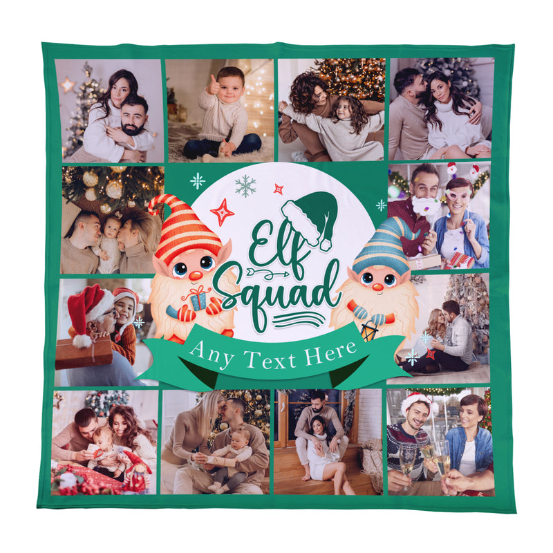 Christmas Elf Squad - 12 Photo - Personalised Fleece Blanket