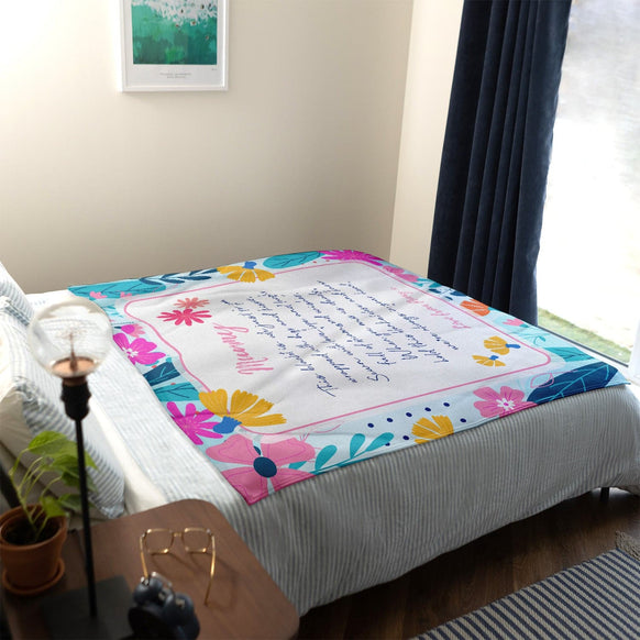 Personalised Text - Floral - Quote Sentiment Fleece Blanket 