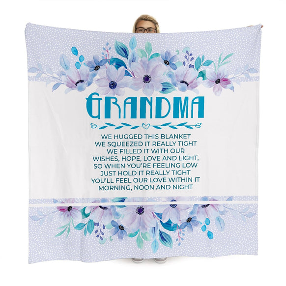Personalised Text - Purple Floral - Sentiment Quote Fleece Blanket