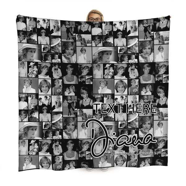 Princess Diana - B&W Collage - 150 x 150cm Personalised Fleece Blanket