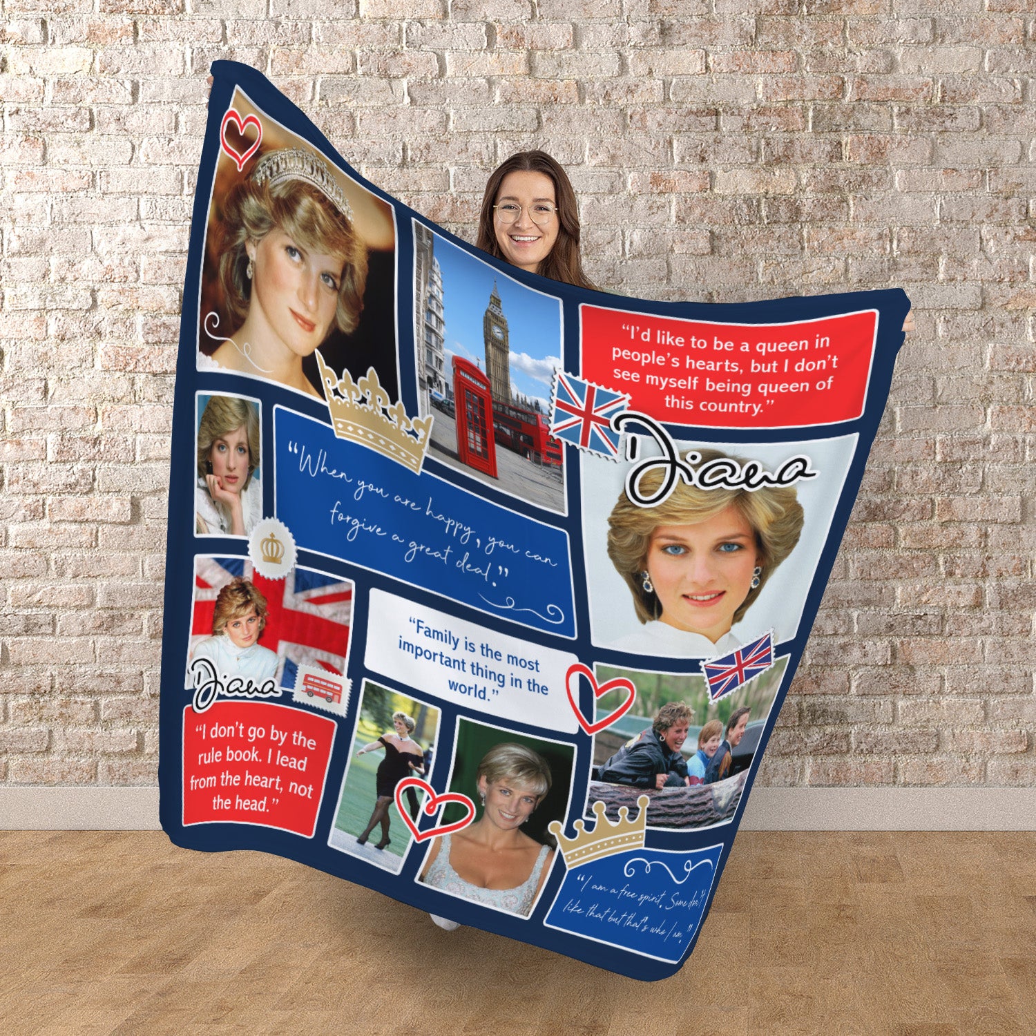 Princess Diana - Photo and Quote Collage - 150 x 150cm Fleece Blanket