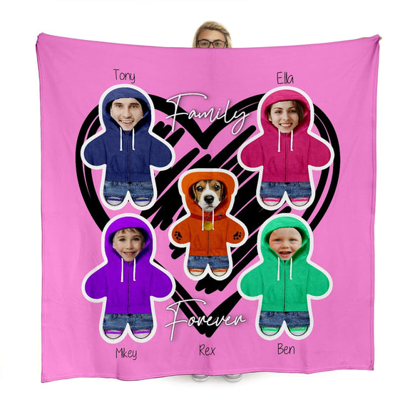 Personalised Text and Colour - Create your family forever - Photo Fleece Blanket