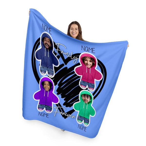 Personalised Text and Colour - Create your family forever - Photo Fleece Blanket