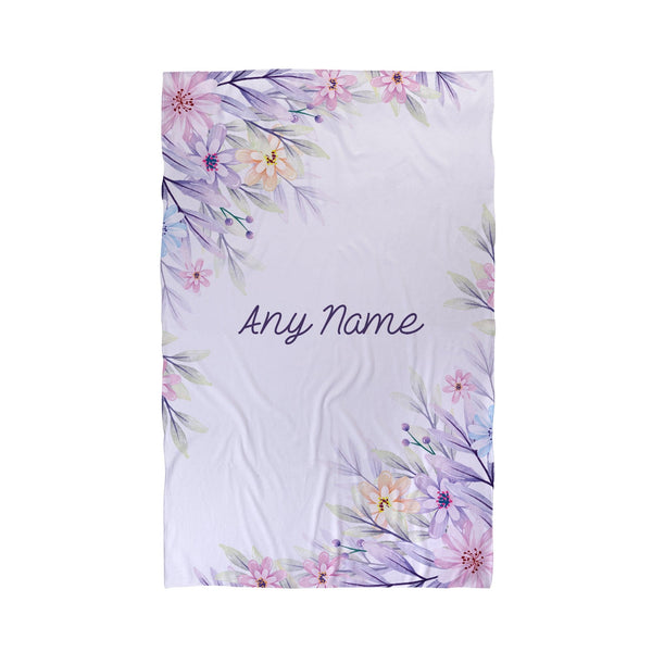 Floral Border Personalised Beach Towel
