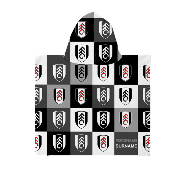 Fulham FC - Chequered Kids Hooded Lightweight, Microfibre Towel - Officially Licenced