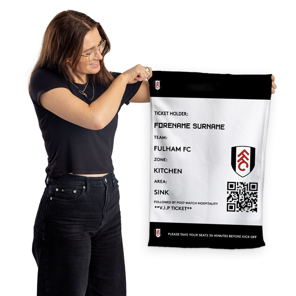 Fulham FC - Chequered Personalised Lightweight, Microfibre Tea Towel - Officially Licenced