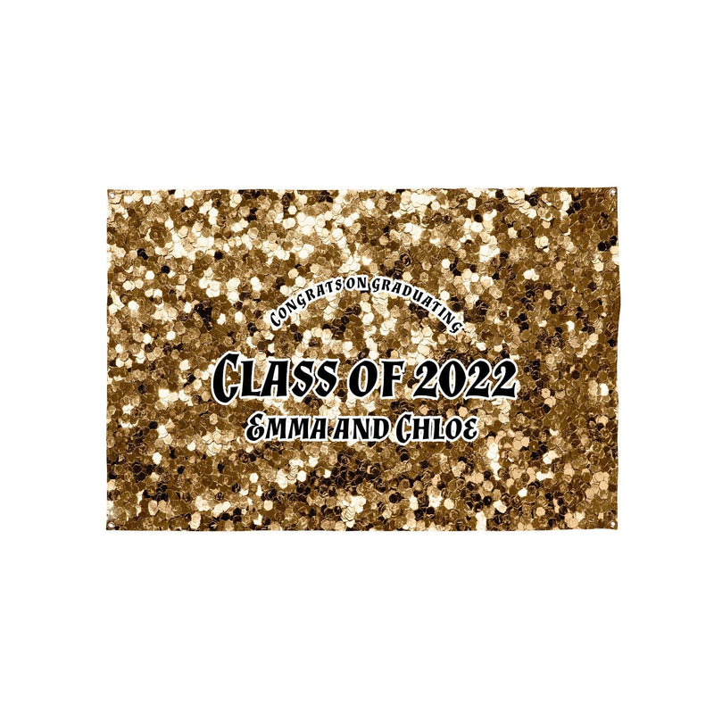 Personalised Text - Gold Glitter Party Backdrop - 5ft x 3ft