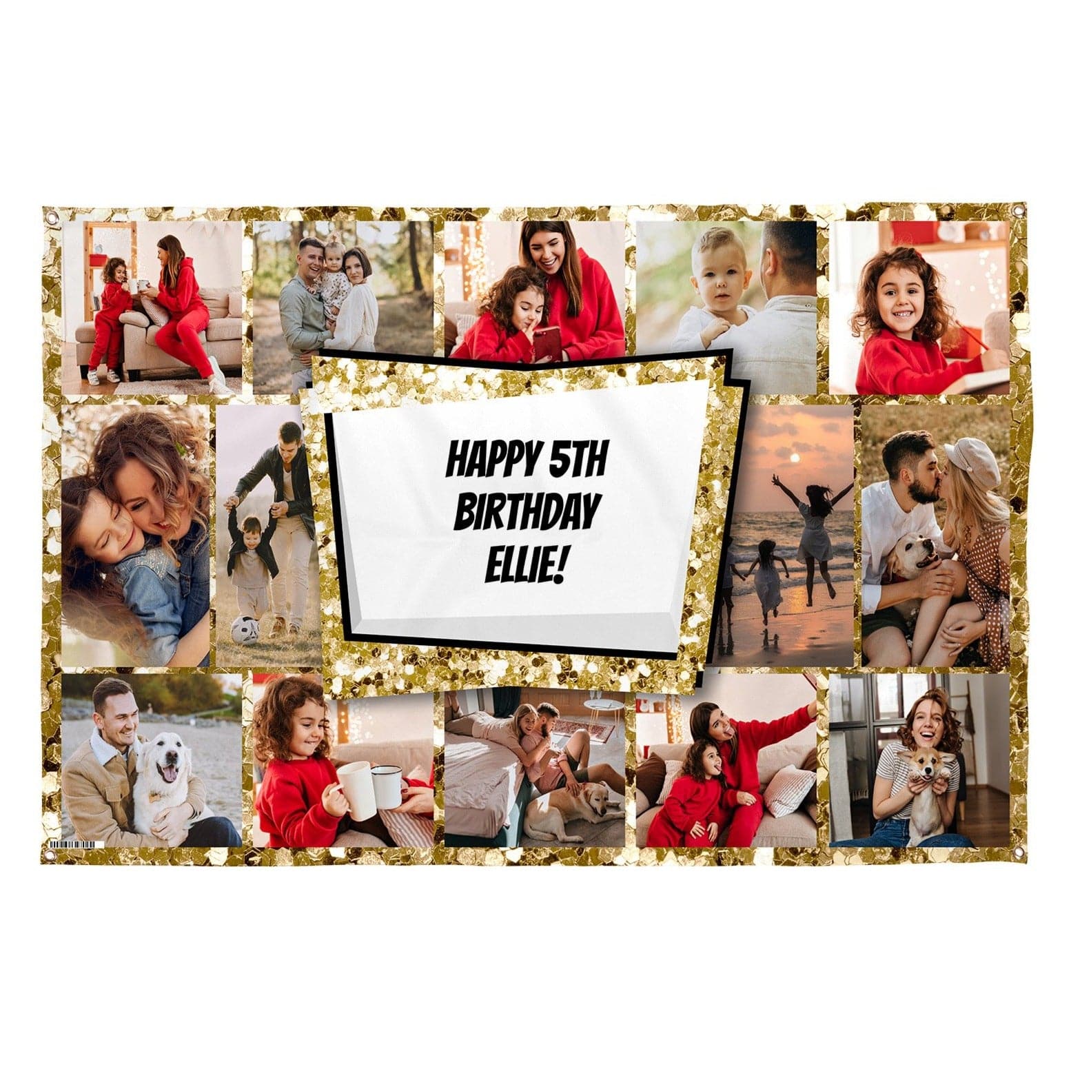 Any Occasion Photo Banner - Gold Glitter - Edit Text - 5FT X 3FTAny Occasion Photo Banner - Gold Glitter - Edit Text - 5FT X 3FT