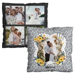 Grey Floral Leopard- 5 Photo - 45cm Personalised Cushion