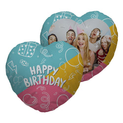 Happy Birthday - Heart Shaped Photo Cushion