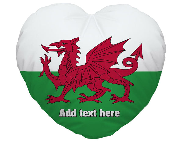 Personalised Heart Shaped Photo And Text Cushion - Wales