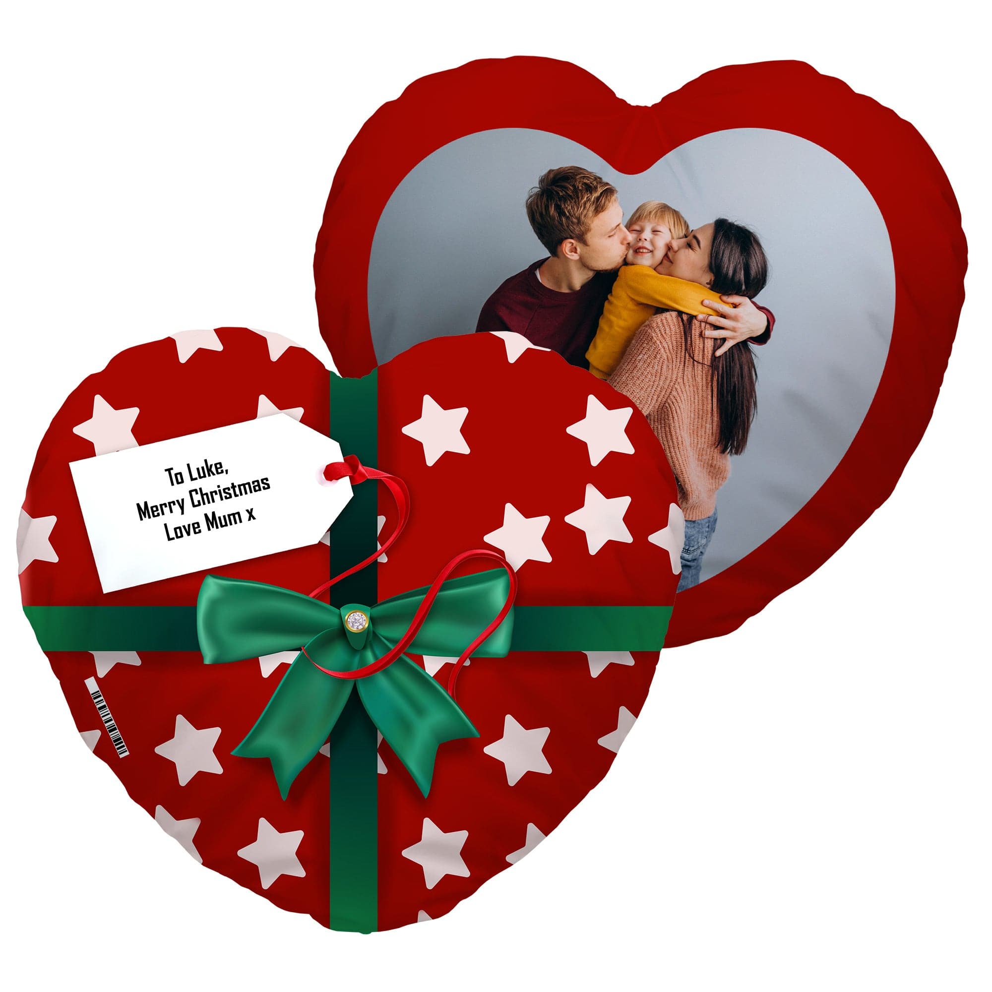 Personalised Christmas Present - Heart Shaped Photo Cushion