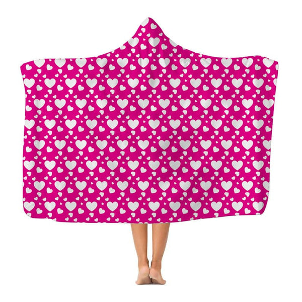 Hearts - Hot Pink - Hooded Blanket