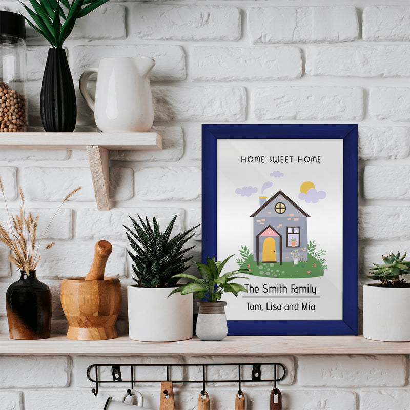 Personalised Home Sweet Home - A4 Metal Sign Plaque - Frame Options Available