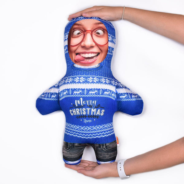 Christmas Jumper - Merry Blue - Personalised Mini Me Doll
