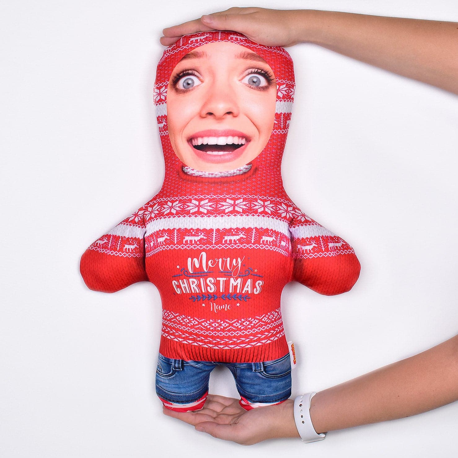 Christmas Jumper - Merry Red - Personalised Mini Me Doll