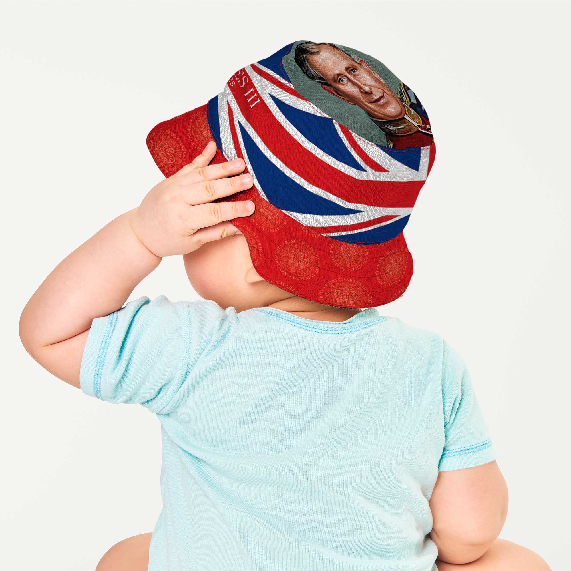 King Charles Commemorative Bucket Hat on baby - Back Preview