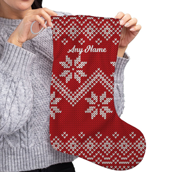 Knitted Christmas Pattern Red - Personalised Christmas Stocking