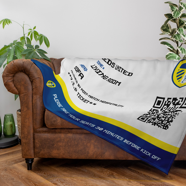 Leeds United FC - Football Ticket Fleece Blanket - Officially Licenced