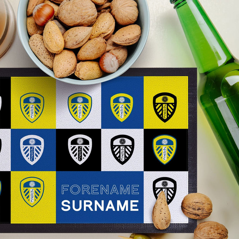 Leeds United FC - Chequered Personalised Bar Runner - Officially Licenced