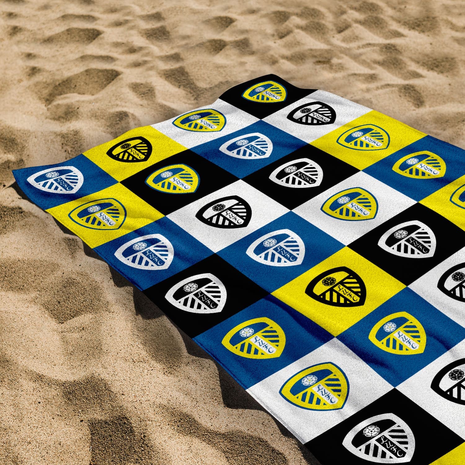 Leeds United FC Chequered - Personalised Beach Towel
