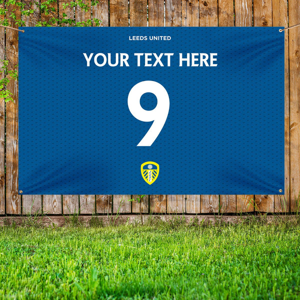 Leeds United FC - Personalised Name Number 5ft x 3ft Fabric Banner - Officially Licenced