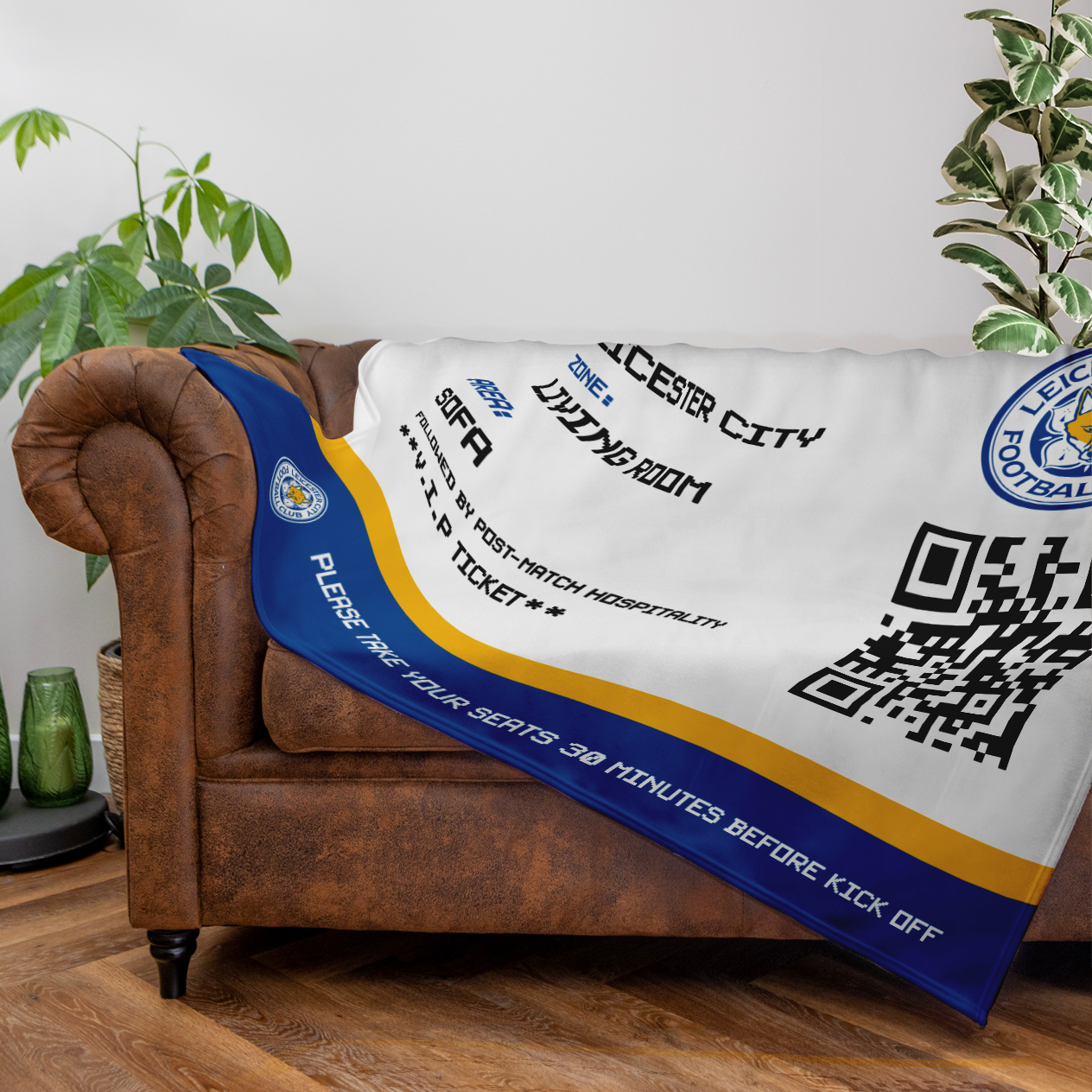 Leicester City FC - Football Ticket Fleece Blanket - Officially Licenced