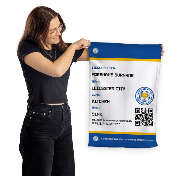 Leicester City FC - Ticket Personalised Tea Towel - Officially Licenced