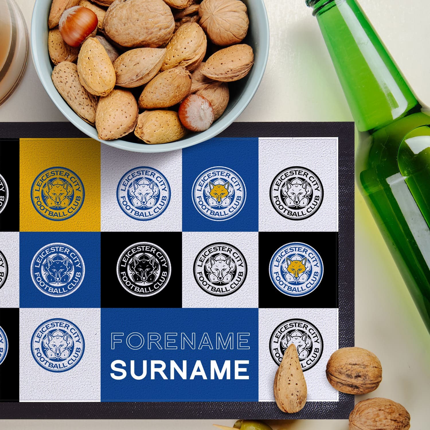 Leicester City FC - Chequered Personalised Bar Runner - Officially Licenced