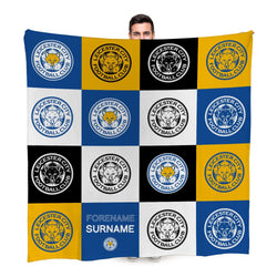 Leicester City FC - Chequered Fleece Blanket - Officially Licenced