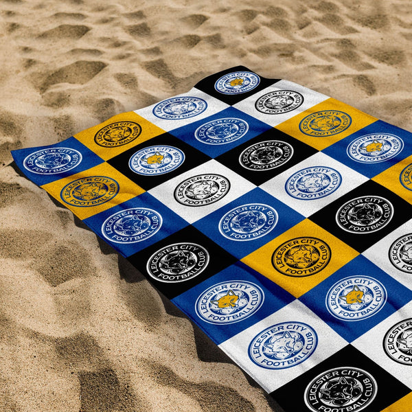 Leicester City FC Chequered - Personalised Beach Towel - 150cm x 75cm