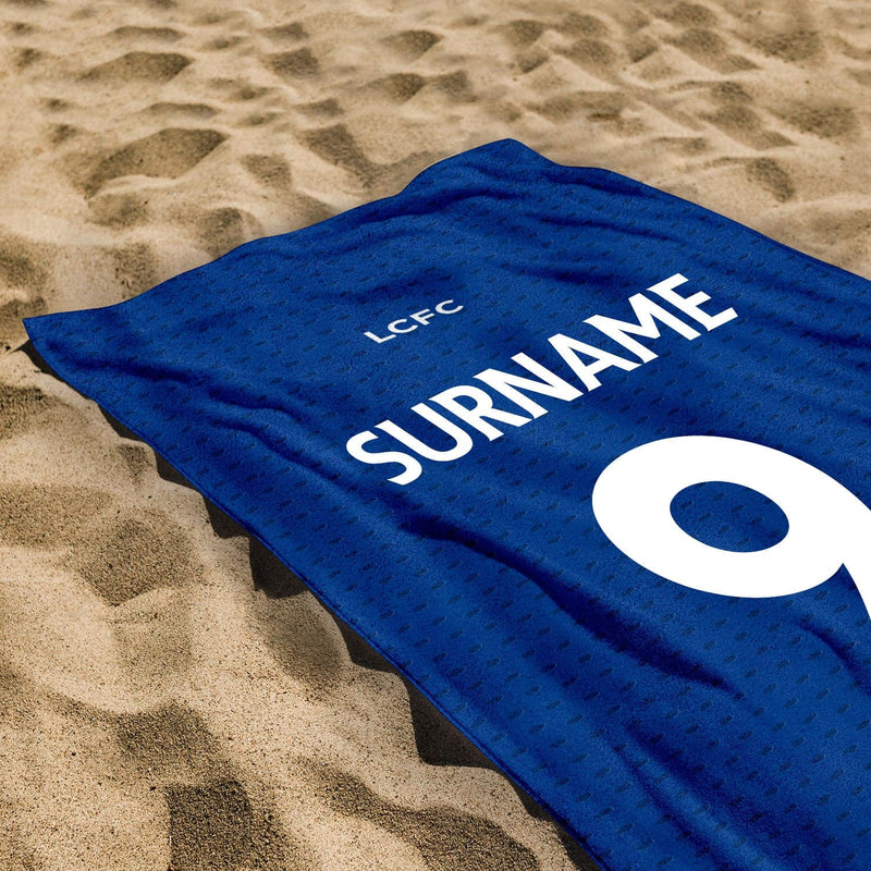 Leicester City FC Name Number - Personalised Lightweight, Microfibre Beach Towel - 150cm x 75cm - Officially Licenced