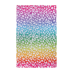Personalised Beach Towel - Leopard Print Light Rainbow