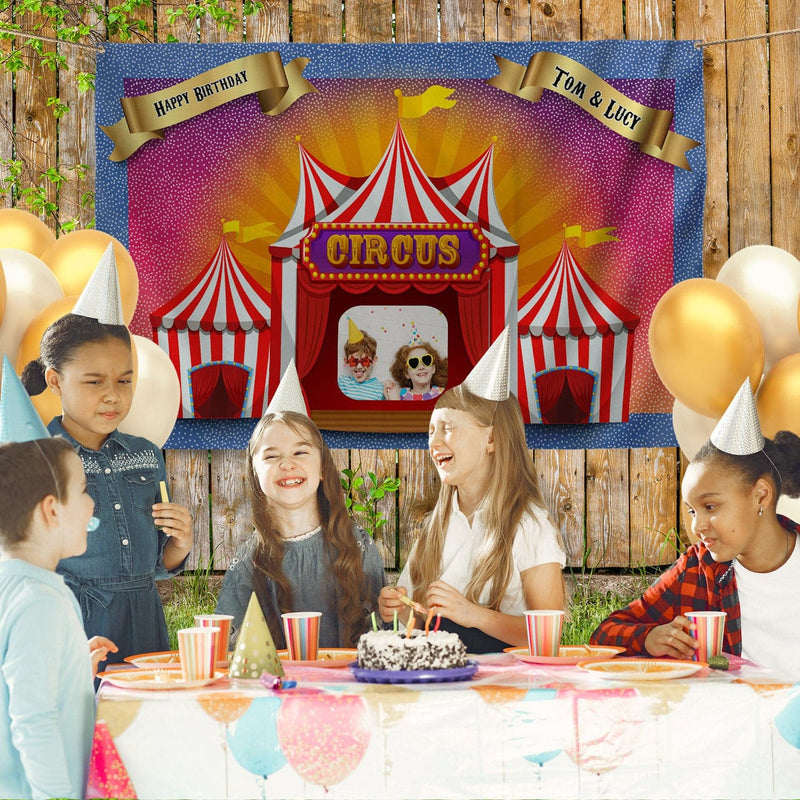 Personalised Text - Circus Party Backdrop - 5ft x 3ft