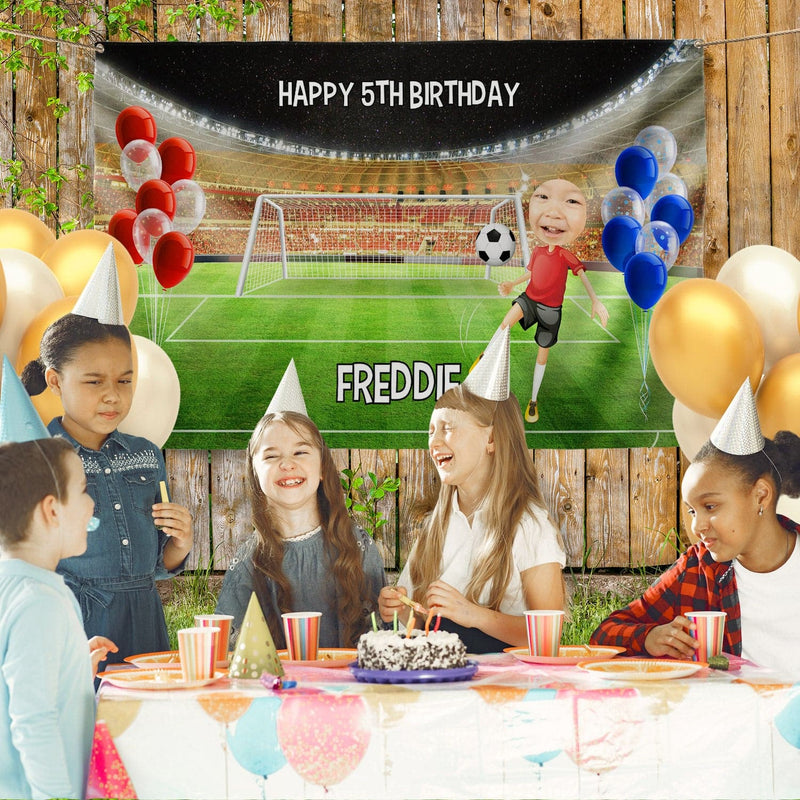 Personalised Text - Football Party Backdrop - 5ft x 3ft