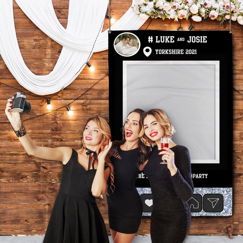 Personalised Text - Social Media Photo Frame Party Backdrop - 5ft x 3ft