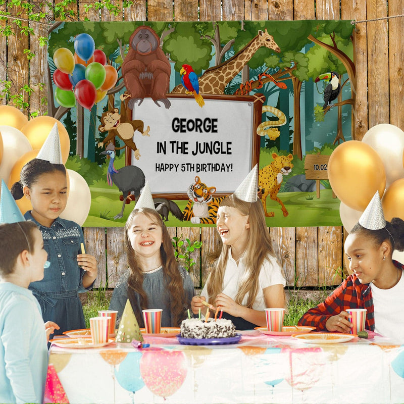 Personalised Text - Jungle Party Backdrop - 5ft x 3ft