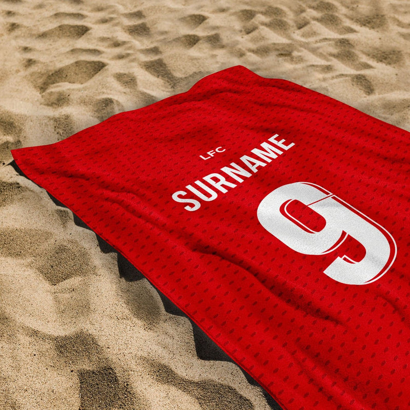Liverpool FC Name Number - Personalised Beach Towel - 150cm x 75cm - Officially Licenced